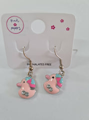Pink Duck Hook Earrings 