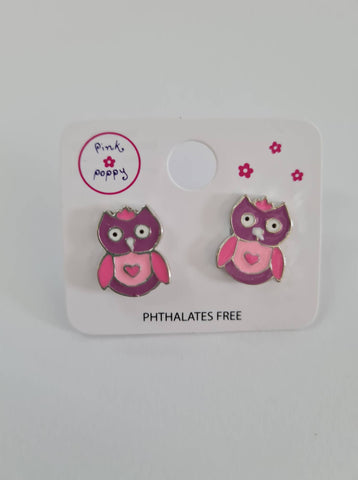 Purple and Pink Owl Studs