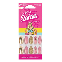  Stick on nails Barbie malibu Gold party in pink