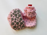 Baby Fashion Velcro Slippers Pink Stars 0 - 6m
