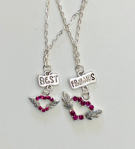 Best Friend Necklaces Heart with Wings