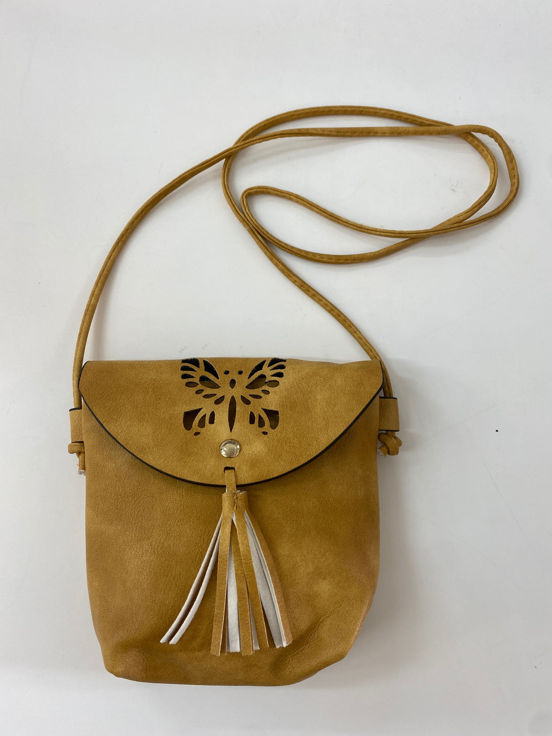 Butterfly and tassle design Hand bag Mustard