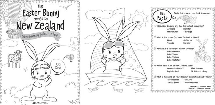 The Easter Bunny comes to New Zealand colouring in book