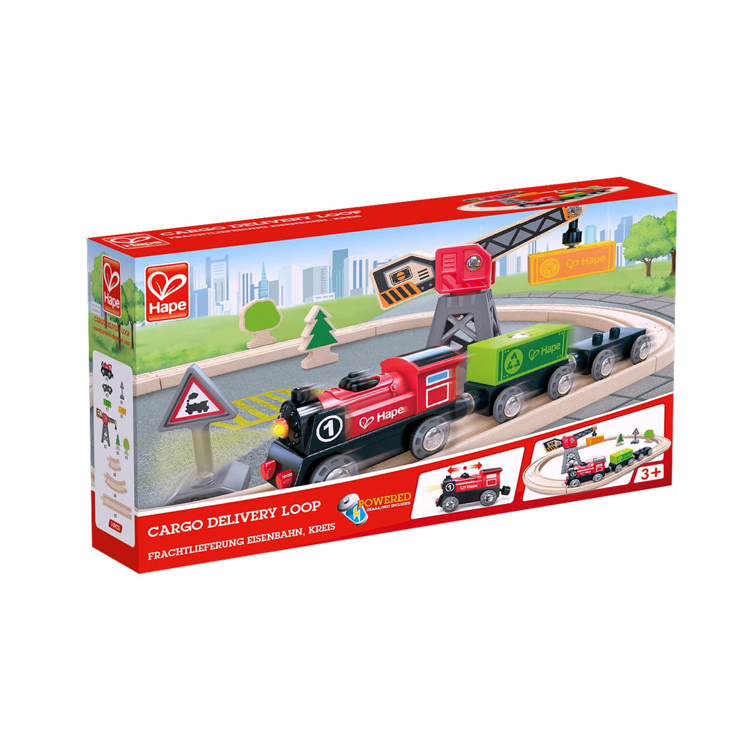 kidz-stuff-online - Battery Powered Train Cargo Delivery Loop Set - Hape