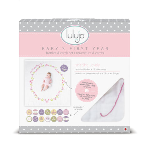 Lulujo Baby's First Year Blanket and Cards Set -  Isn't She Lovely
