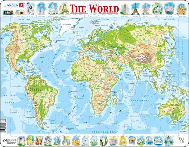 kidz-stuff-online - Map of World - 80 Piece Puzzle Larsen