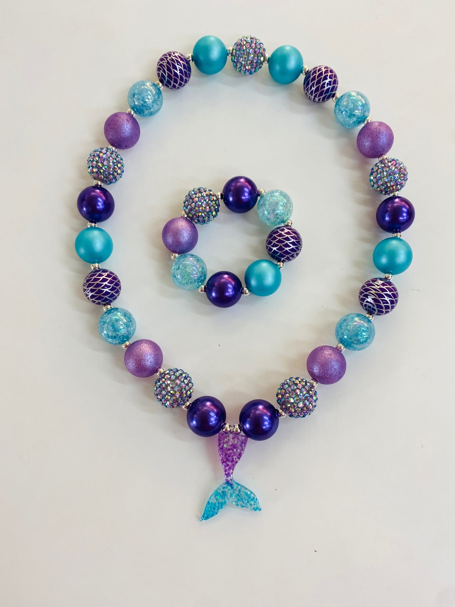 mermaid necklace and bracelet set