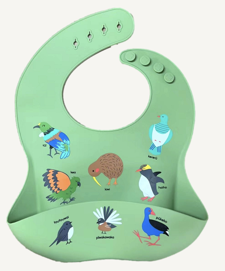 Kiwi Kids Silicone Bib Birds of NZ