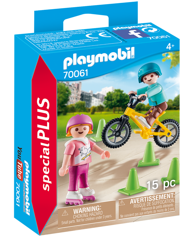 Playmobil - Children with Skates and Bike 70061