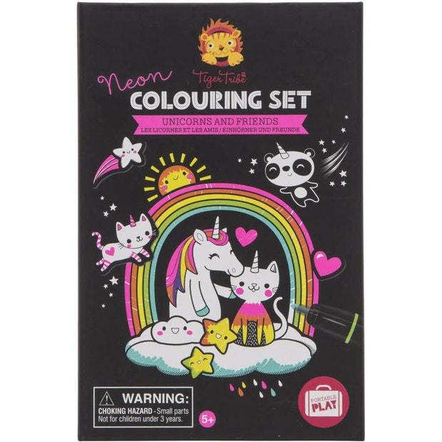 Tiger Tribe Neon Colouring Set Unicorns and Friends