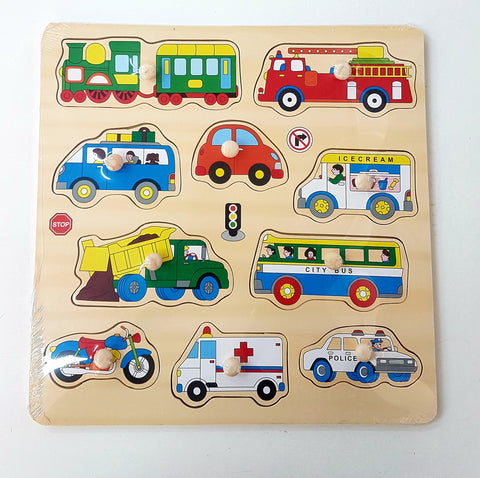Transport Wooden Knob Puzzle